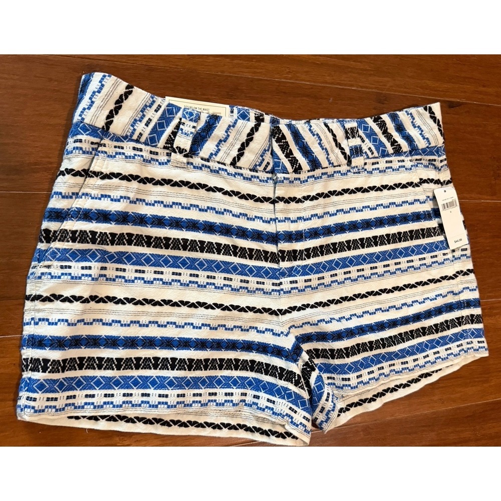 Khakis by Gap The City‎ 3 Inch Shorts Womens Sz 6 Blue White Aztec Woven